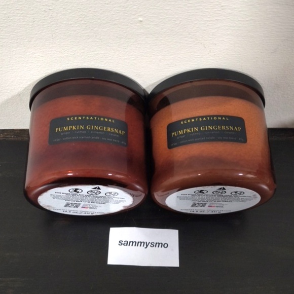 Scentsational PUMPKIN GINGERSNAP, cinnamon Candle Glass Jar soy Wax 14.5oz x2 - Picture 1 of 5